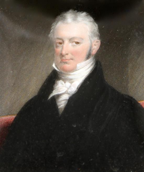Thomas Hargreaves (1774-1847) Miniature portrait of Rev. Thomas Oldham 4 x 3.25in.